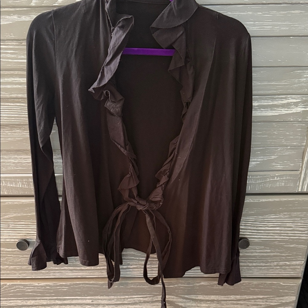 Anne Fontaine Black Ruffle Blouse